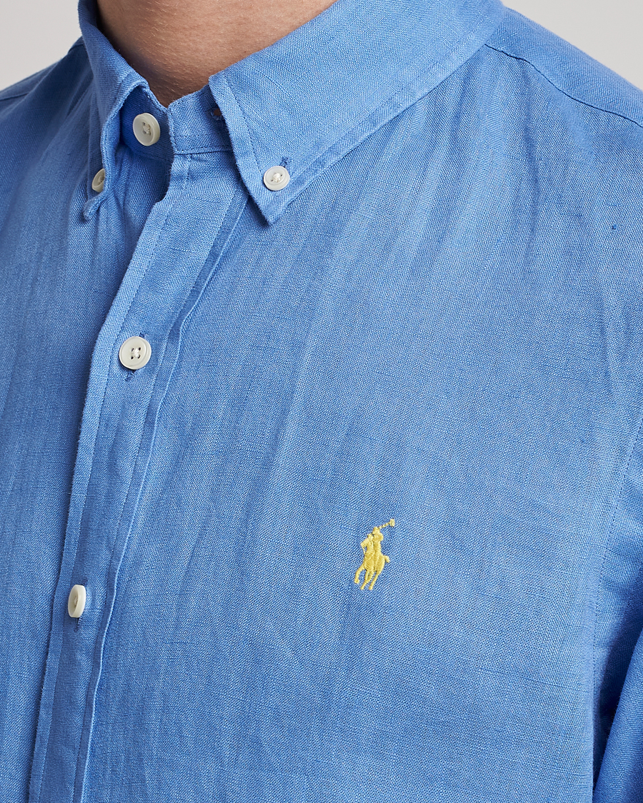 Polo Ralph Lauren Slim Fit Linen Button Down Shirt Harbor Island Blue at Ca