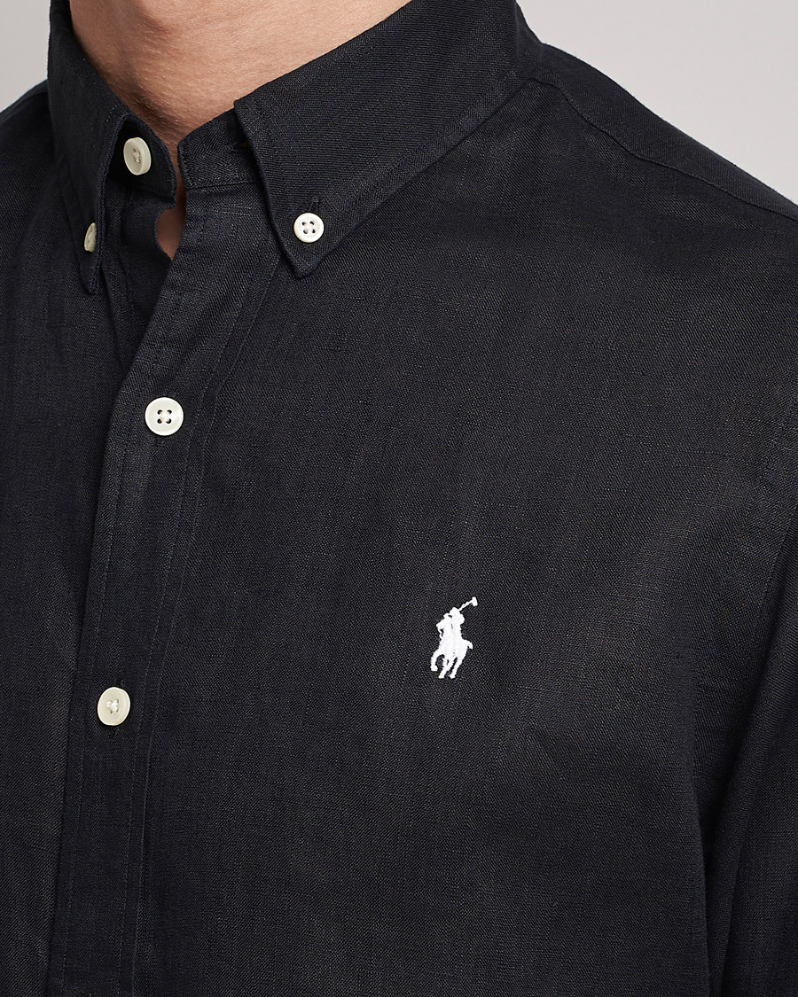 Men | Shirts | Polo Ralph Lauren | Slim Fit Linen Button Down Shirt Polo Black