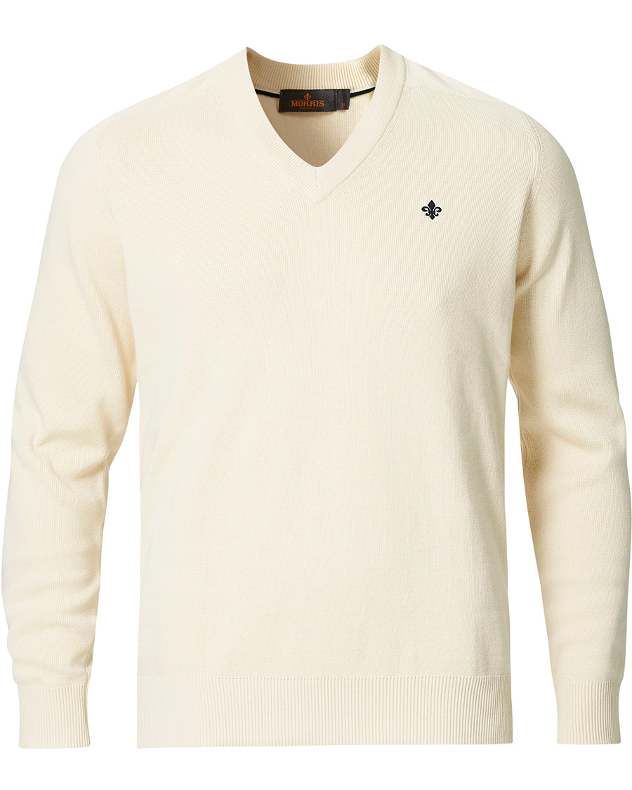Men | Sweaters & Knitwear | Morris | Hilyard Knitted V-Neck Sweater Off White