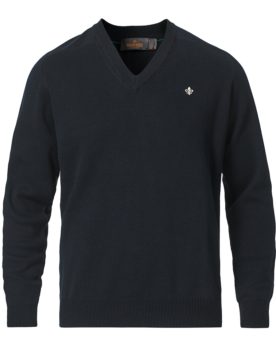 Men |  | Morris | Hilyard Knitted V-Neck Sweater Navy