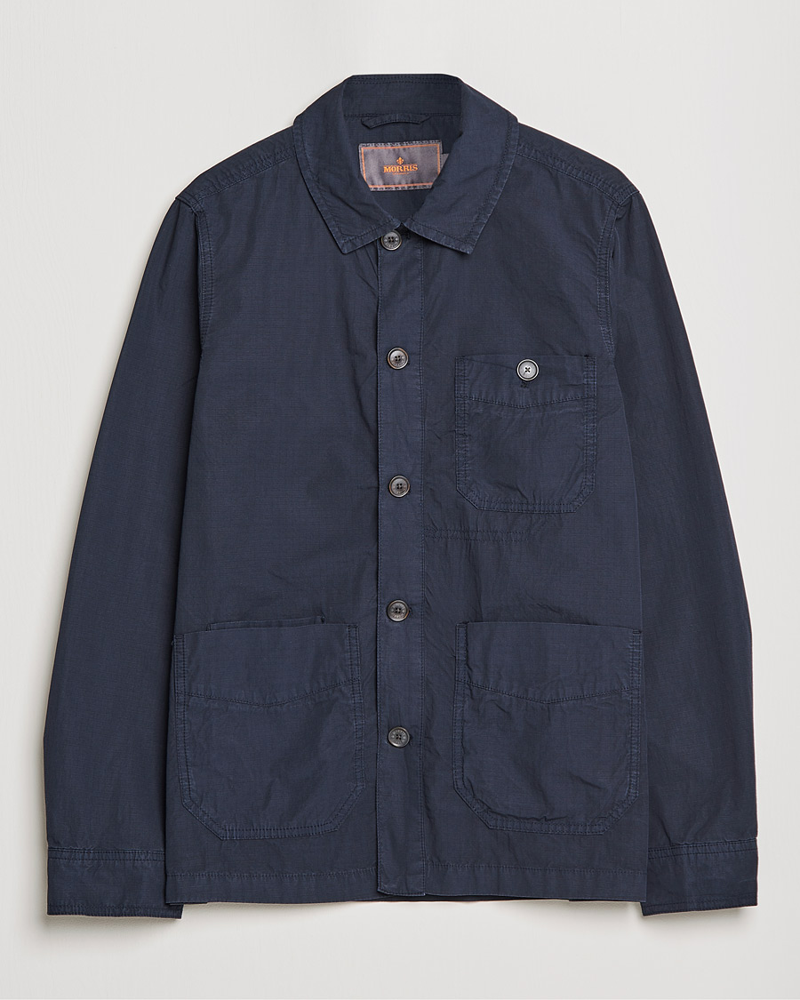 Men | Shirts | Morris | Morley Ripstop Shirt Jacket Old Blue