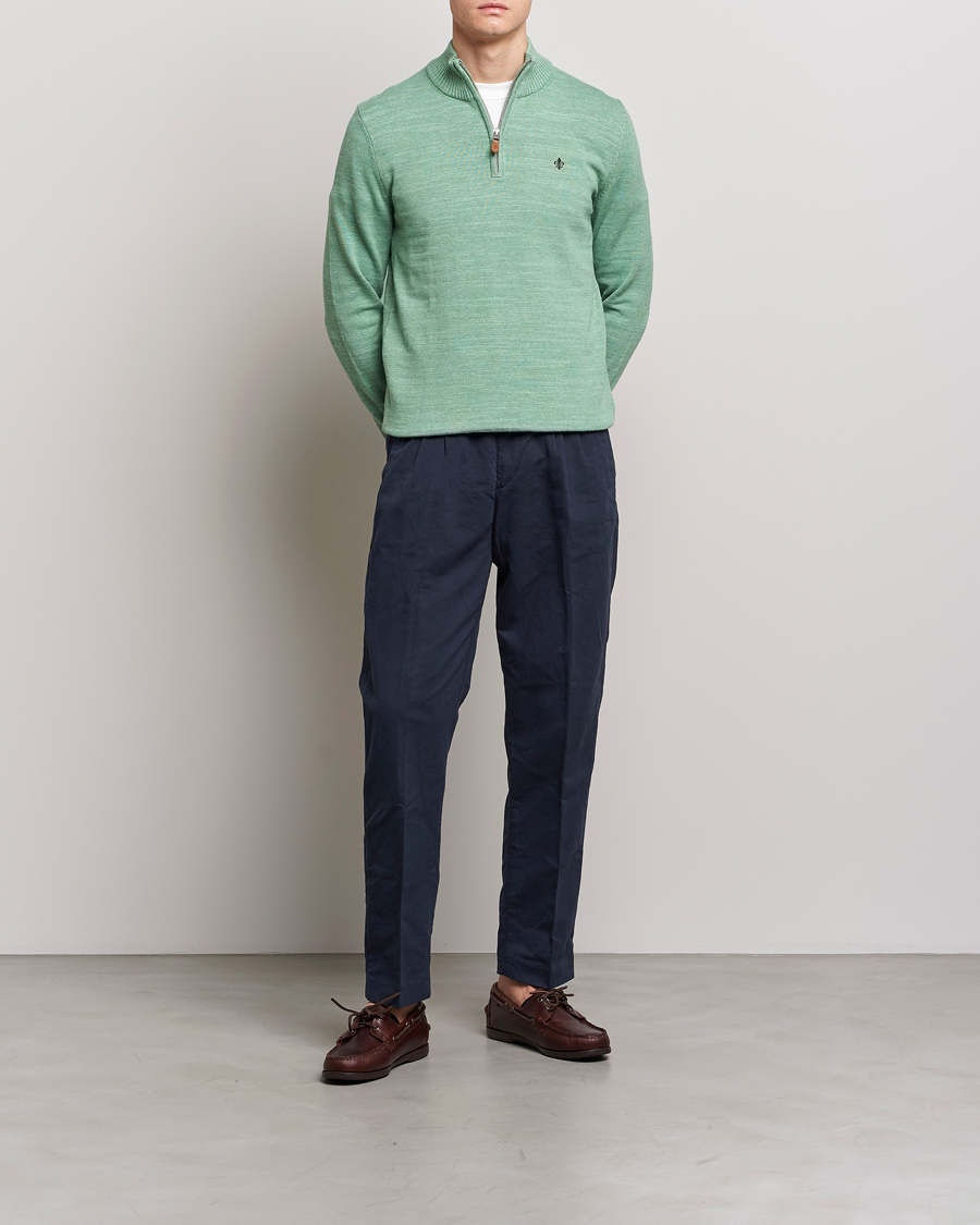 Men | Sweaters & Knitwear | Morris | Randall Cotton Half Zip Green