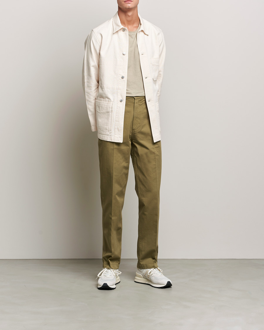 Men |  | Drake's | Kuroki Cotton Canvas Chore Jacket Ecru