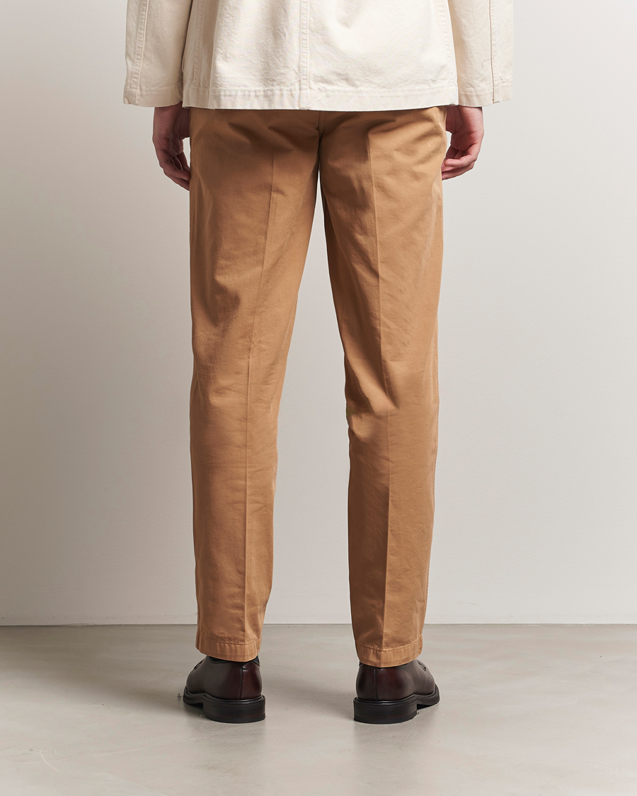 Men | Trousers | Drake's | Flat Front Cotton Chino Brown