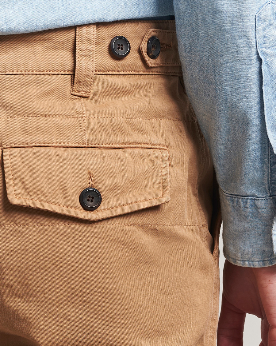 Men | Trousers | Drake's | Flat Front Cotton Chino Brown
