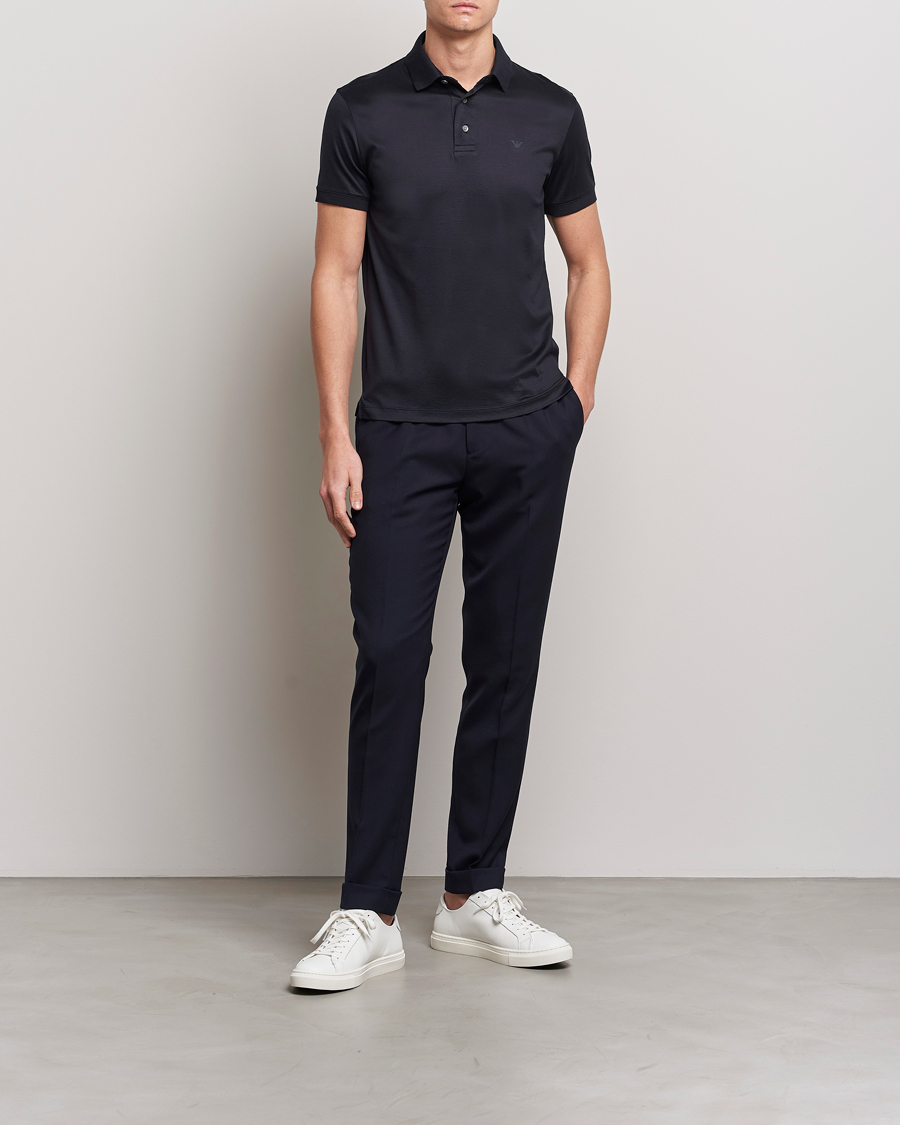 Men | Polo Shirts | Emporio Armani | Cotton Tencel Polo Navy