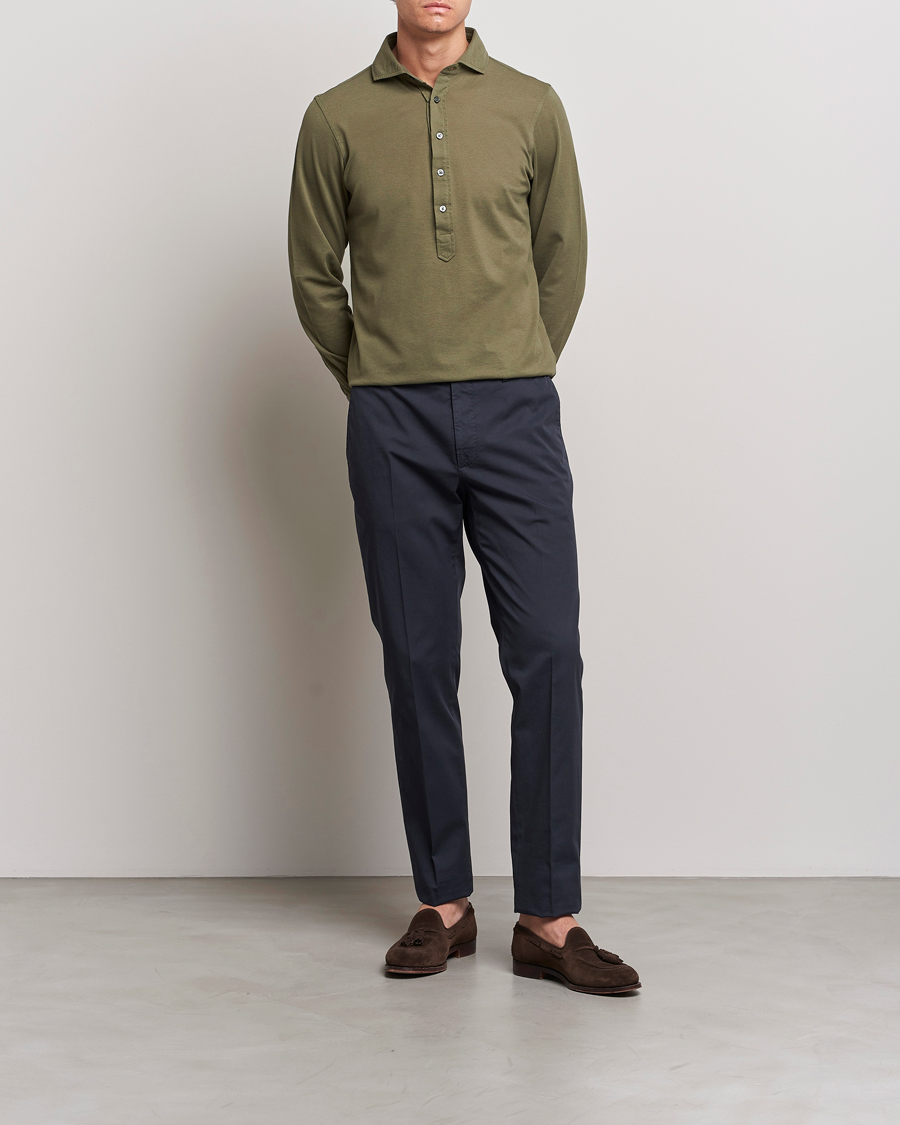 Men | Shirts | Gran Sasso | Popover Shirt Olive