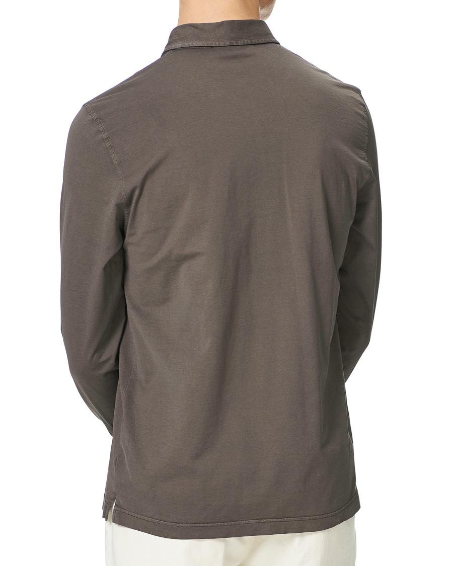 Men | Shirts | Gran Sasso | Washed Cotton Jersey Shirt Dark Brown