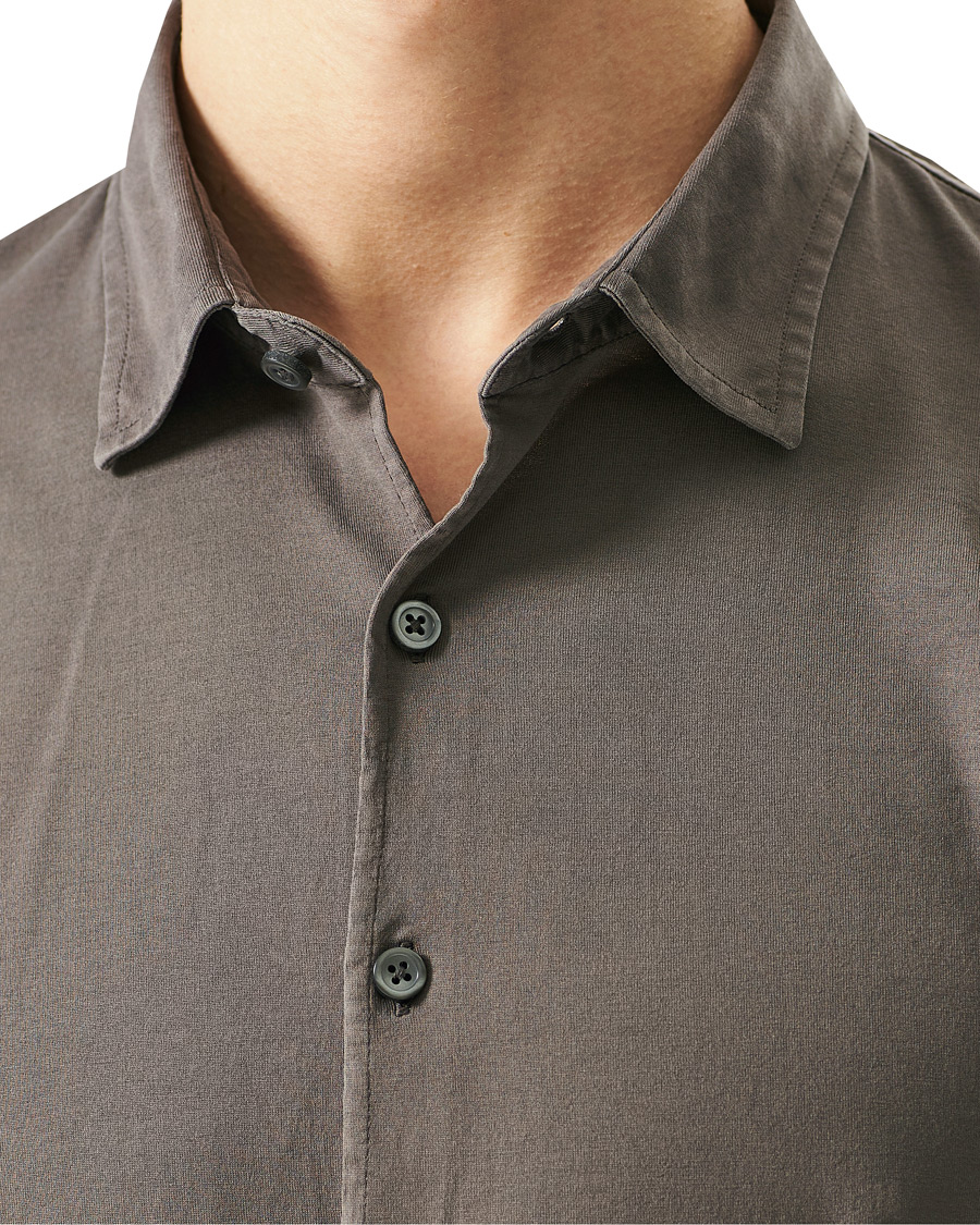 Men | Shirts | Gran Sasso | Washed Cotton Jersey Shirt Dark Brown