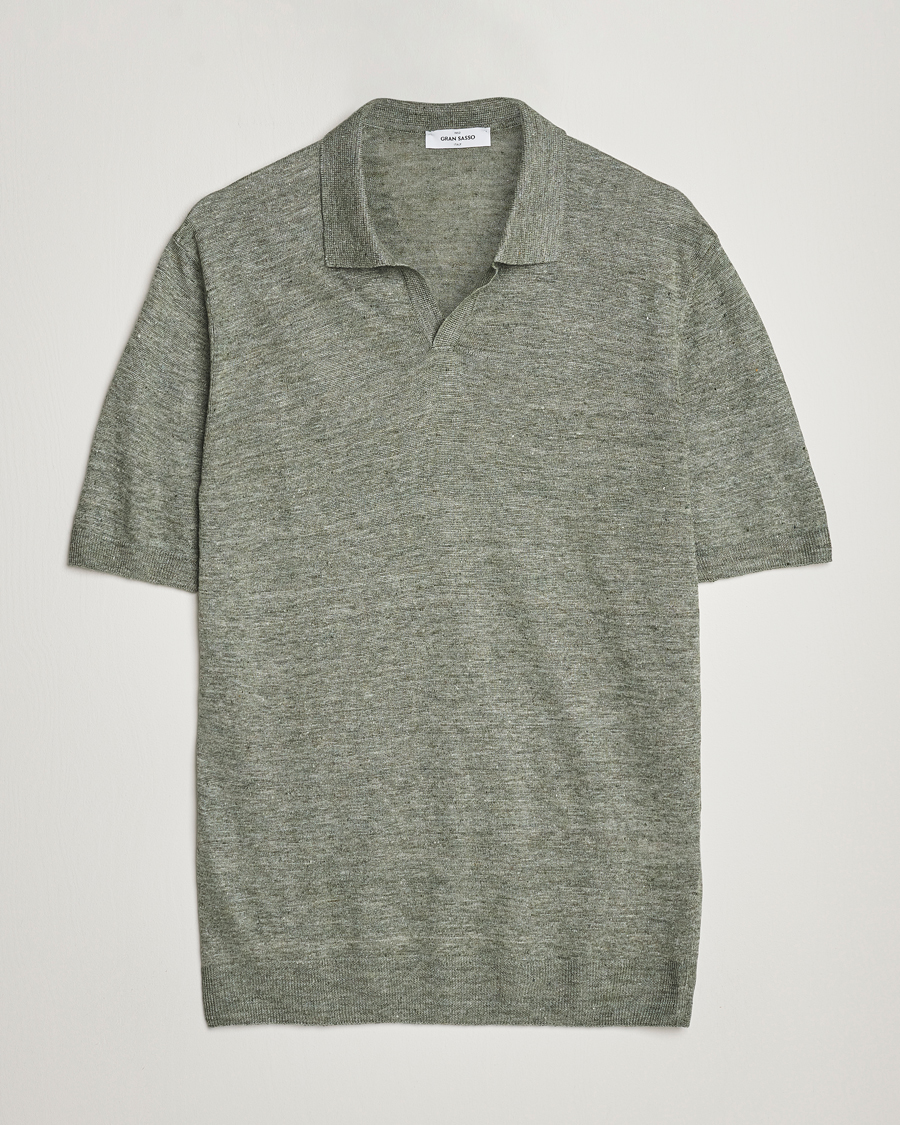 Men | Polo Shirts | Gran Sasso | Knitted Linen Polo Green