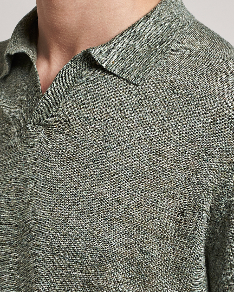 Men | Polo Shirts | Gran Sasso | Knitted Linen Polo Green
