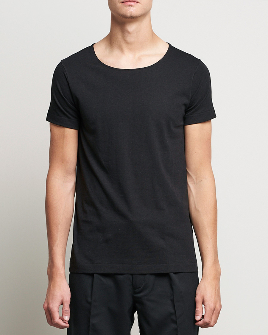 Men | Black t-shirts | Merz b. Schwanen | 1920s Loopwheeled Tee Black