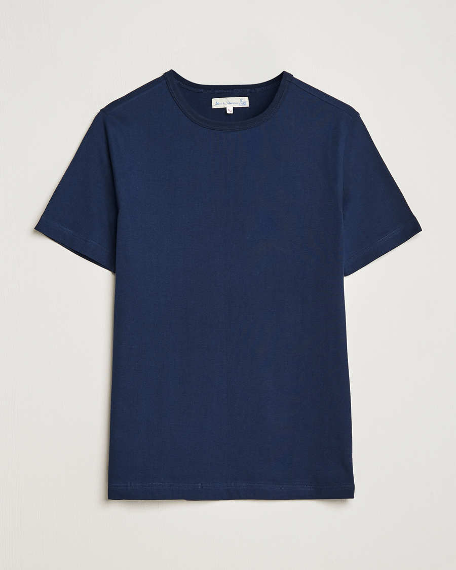 Men | T-Shirts | Merz b. Schwanen | 1950s Classic Loopwheeled T-shirt Ink Blue