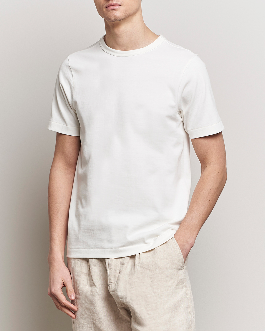 Men | Short Sleeve T-shirts | Merz b. Schwanen | Relaxed Loopwheeled Sturdy T-Shirt White
