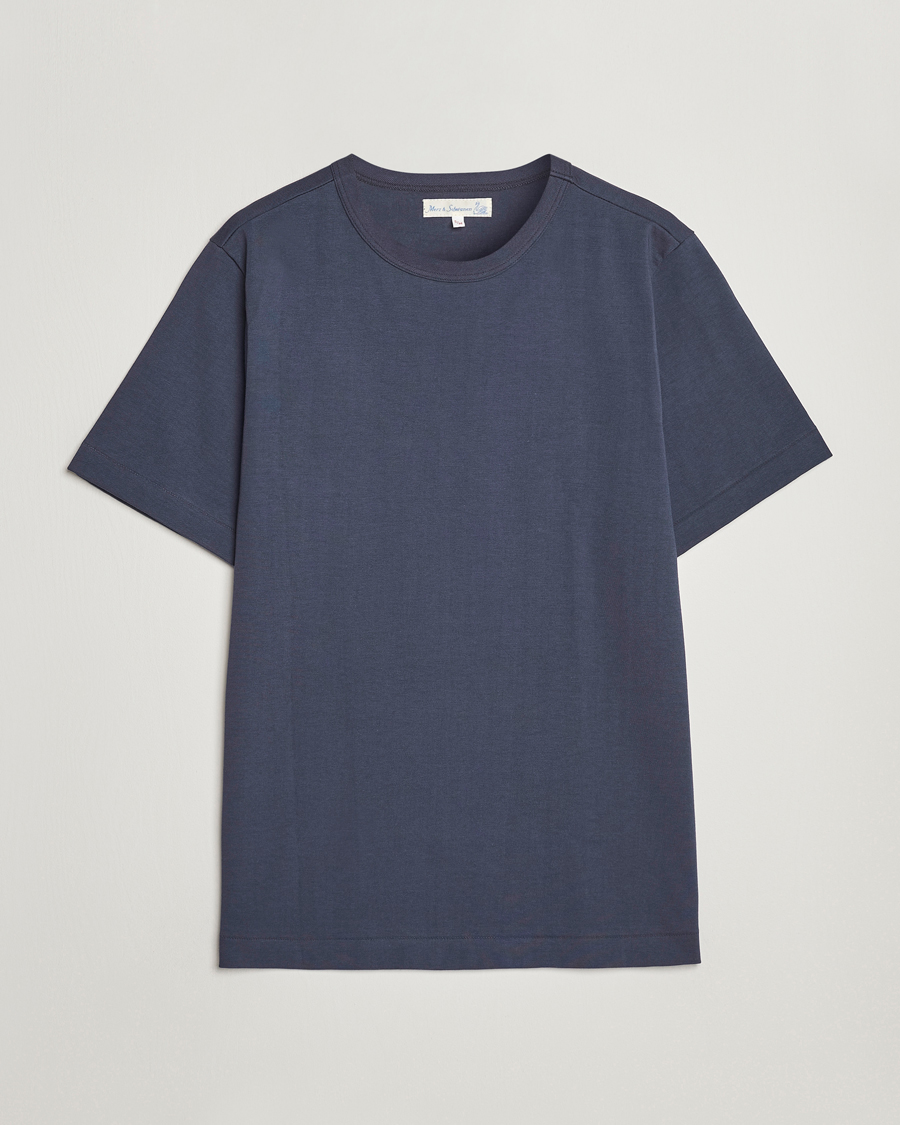 Men | T-Shirts | Merz b. Schwanen | Relaxed Loopwheeled Sturdy Tee Navy