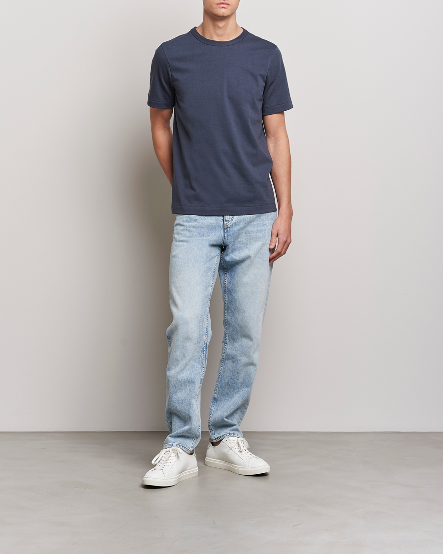 Men | T-Shirts | Merz b. Schwanen | Relaxed Loopwheeled Sturdy Tee Navy