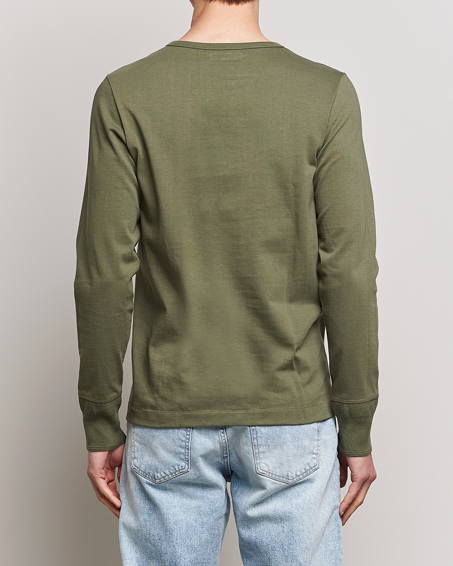 Men | T-Shirts | Merz b. Schwanen | Classic Organic Cotton Henley Sweater Army