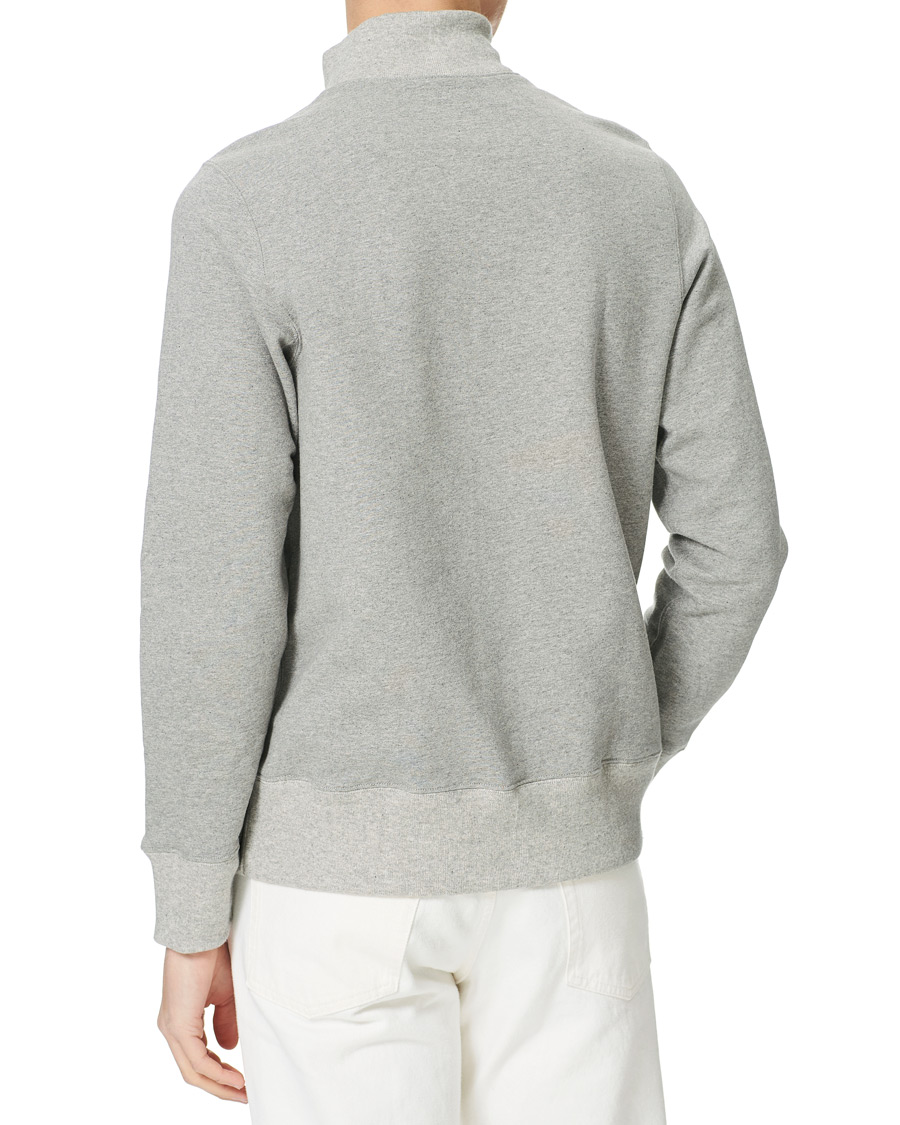 Men | Sweaters & Knitwear | Merz b. Schwanen | Organic Cotton Half Zip Sweat Grey Mel