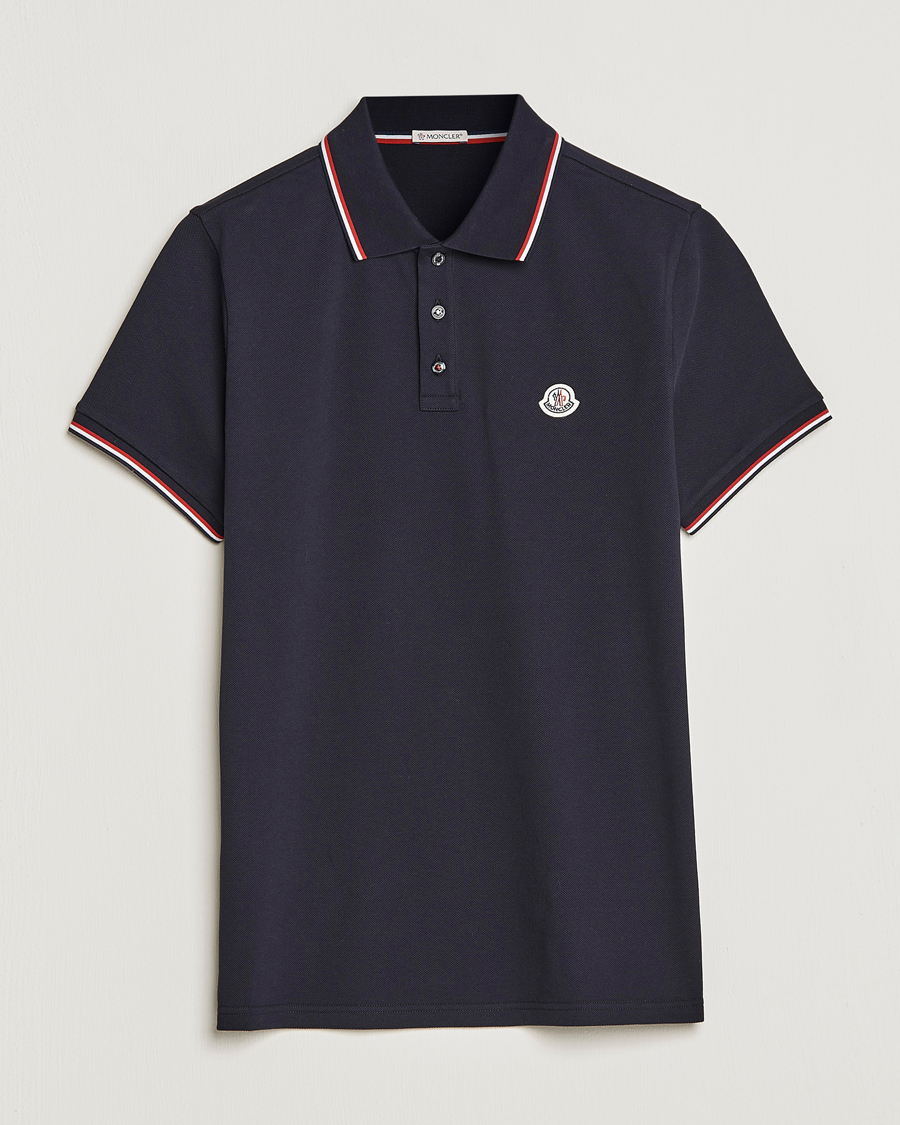 Men | Polo Shirts | Moncler | Contrast Rib Polo Navy
