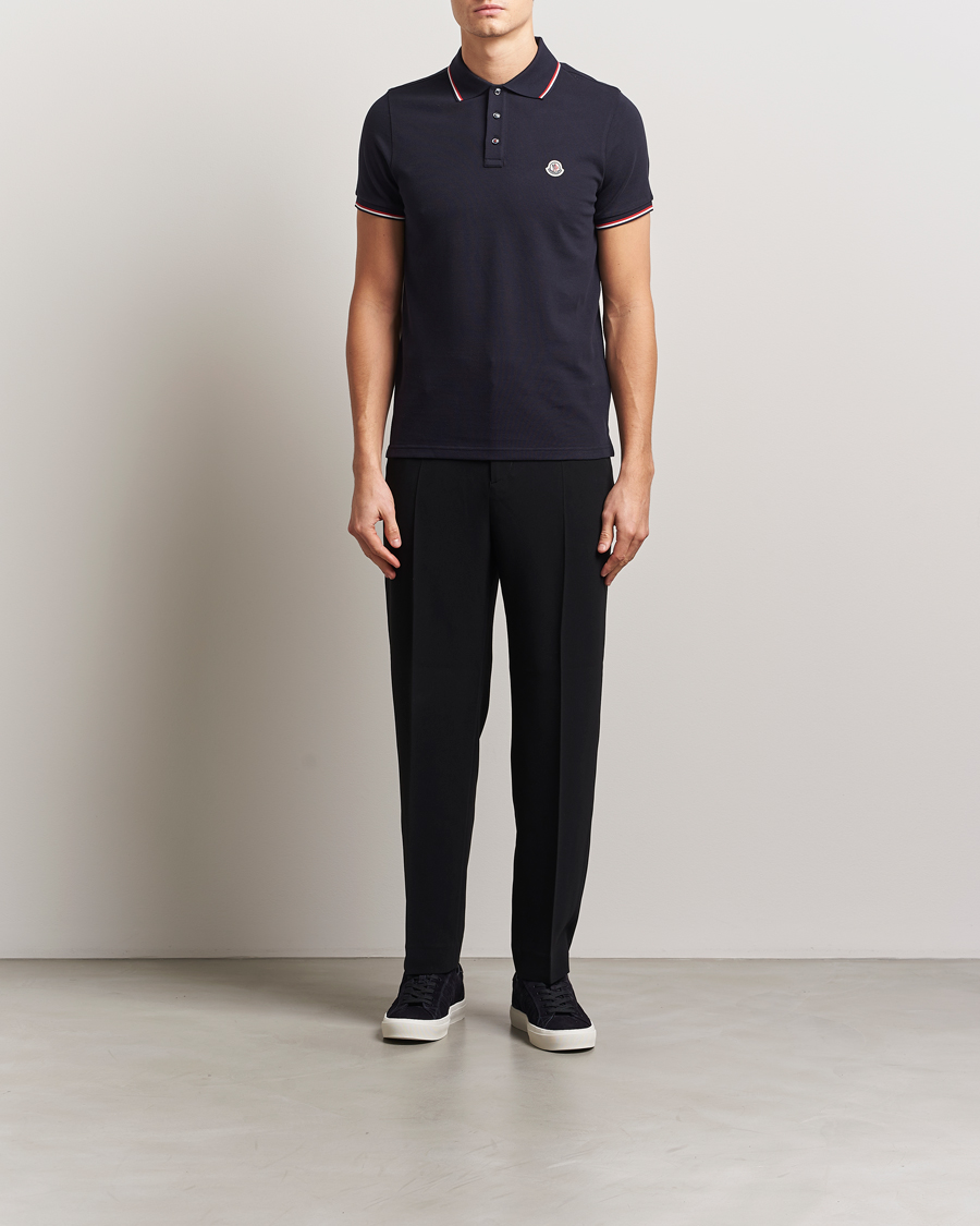 Men | Polo Shirts | Moncler | Contrast Rib Polo Navy