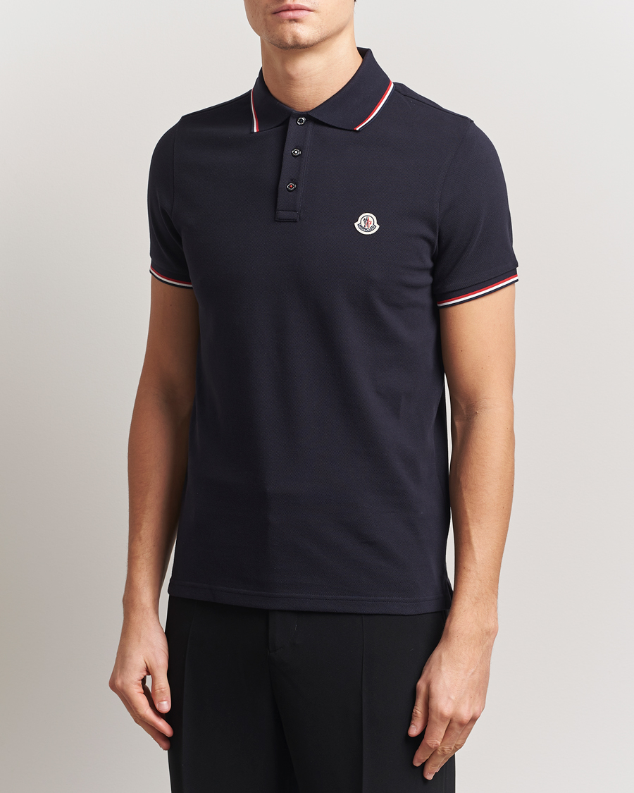 Men | Polo Shirts | Moncler | Contrast Rib Polo Navy