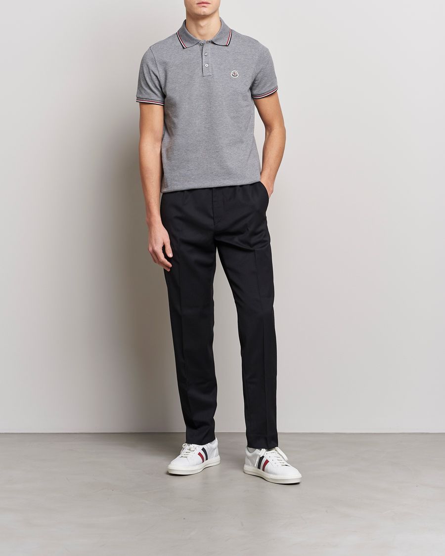 Men | Polo Shirts | Moncler | Contrast Rib Polo Heather Grey