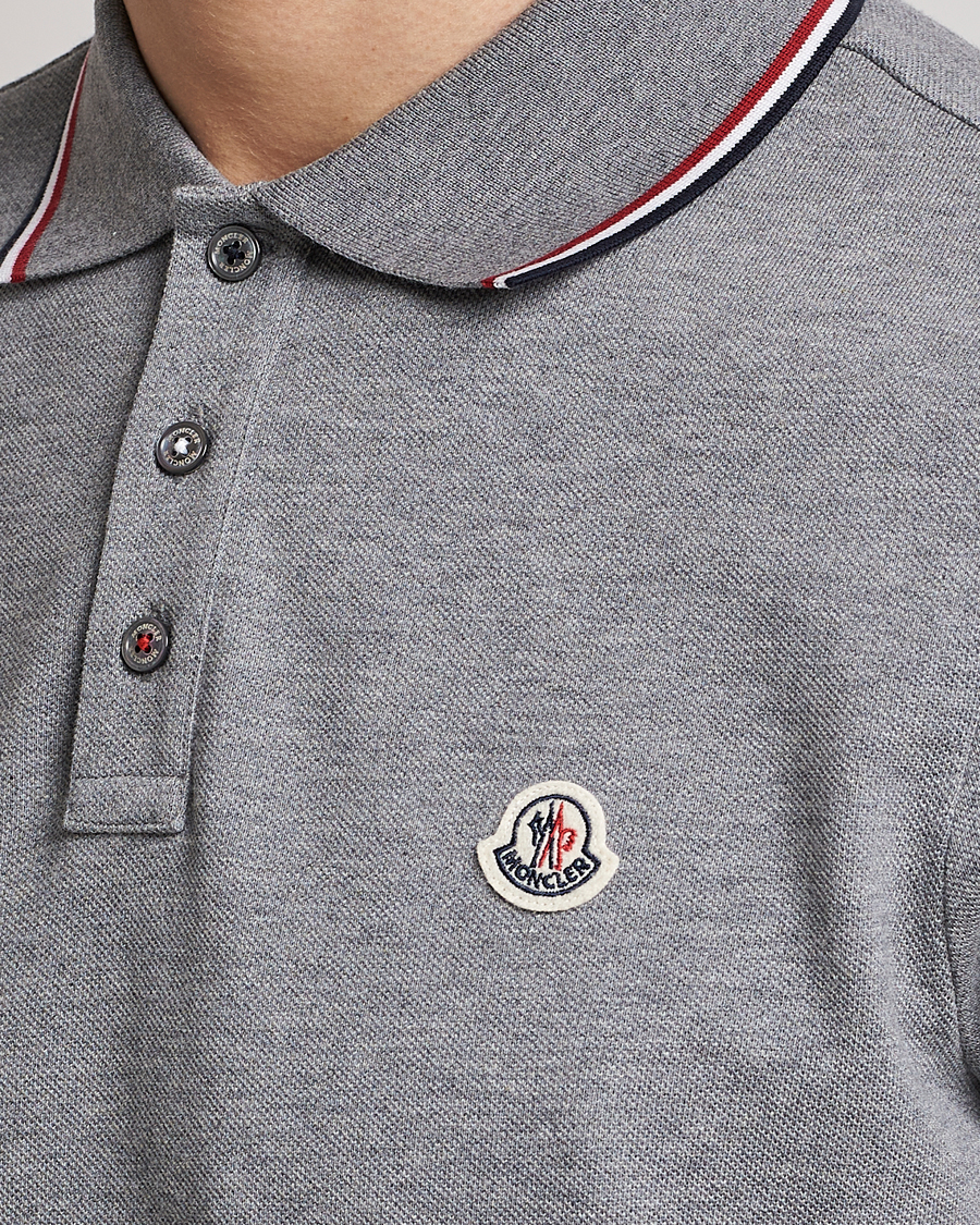 Men | Polo Shirts | Moncler | Contrast Rib Polo Heather Grey