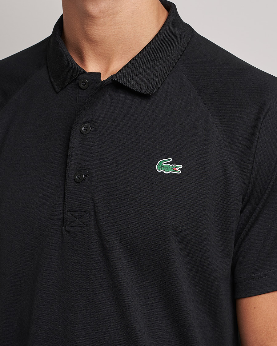 Men | Polo Shirts | Lacoste | Sport Performance Ribbed Collar Polo Black