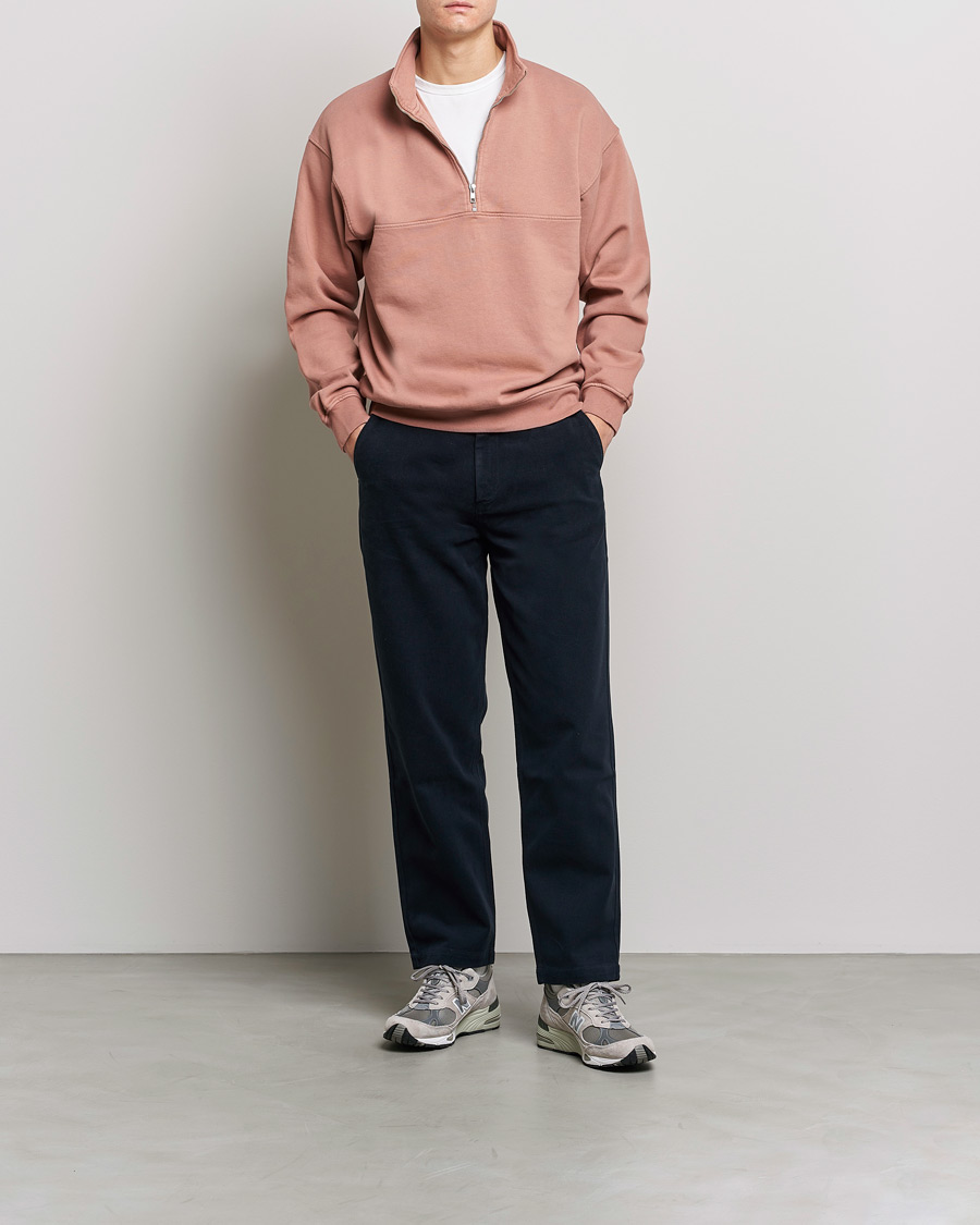 Men | Sweaters & Knitwear | Colorful Standard | Classic Organic Half-Zip Rosewood Mist