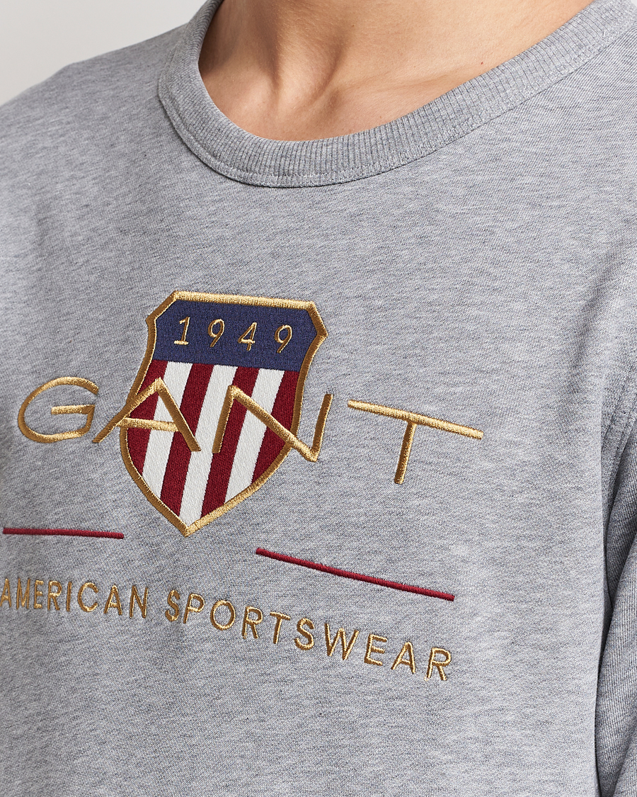 Men | Sweaters & Knitwear | GANT | Archive Shield Crew Neck Sweatershirt Grey Melange