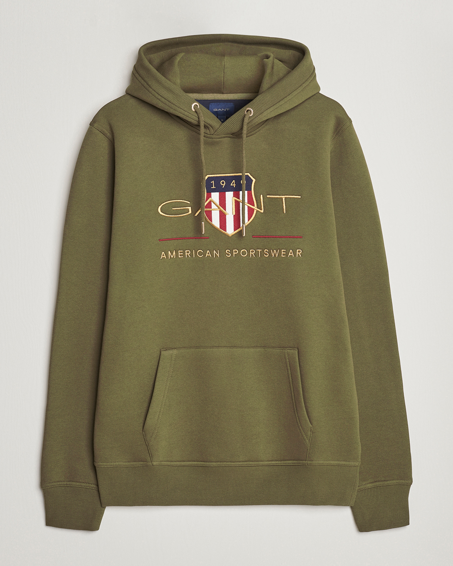 Men | Sweaters & Knitwear | GANT | Archive Shield Hoodie Racing Green