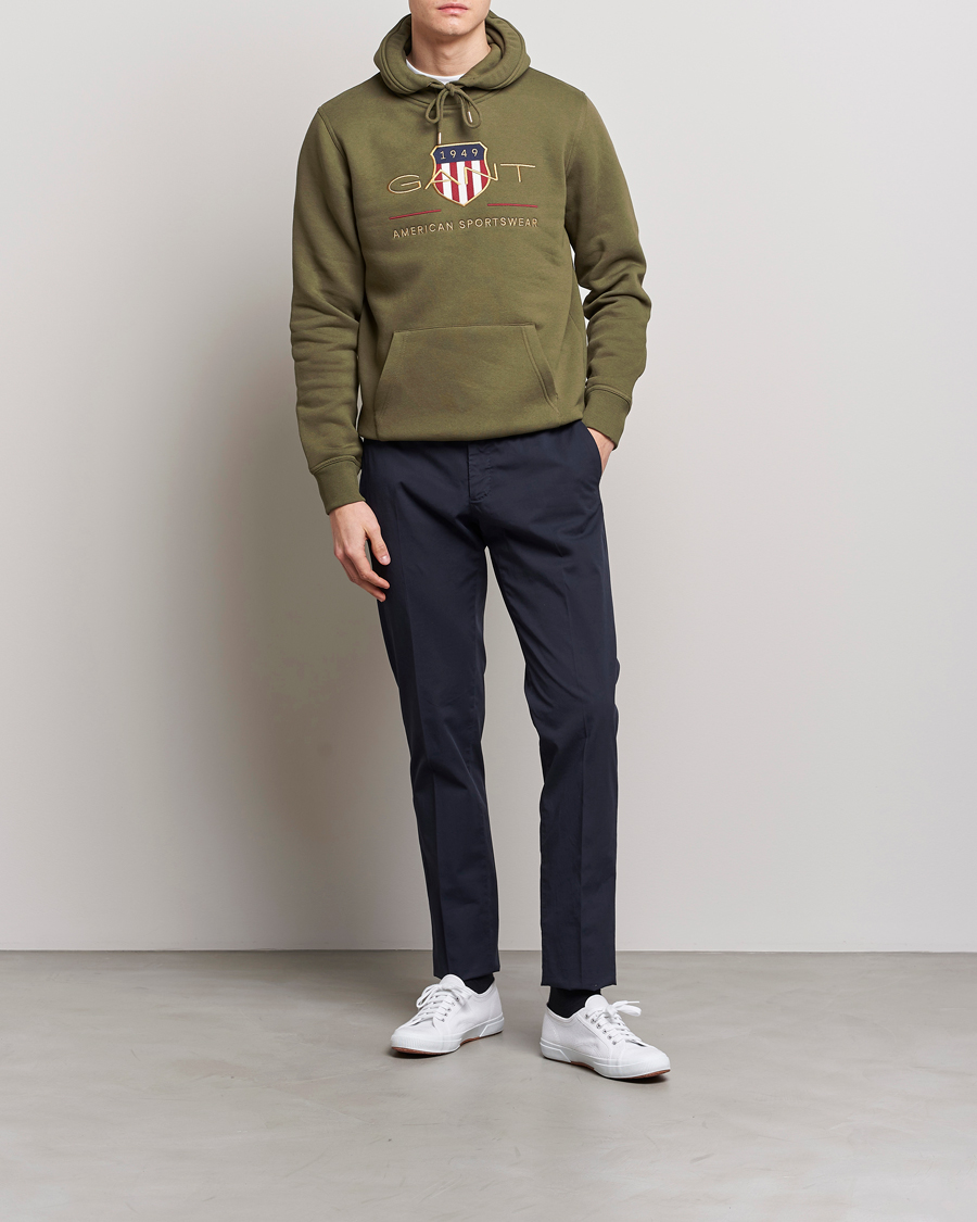 Men | Sweaters & Knitwear | GANT | Archive Shield Hoodie Racing Green