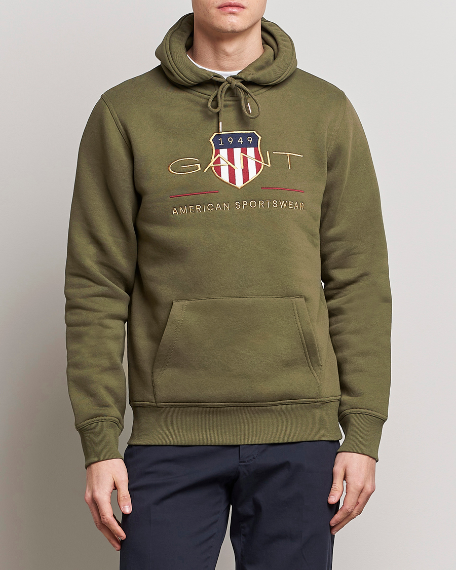 Men | Sweaters & Knitwear | GANT | Archive Shield Hoodie Racing Green