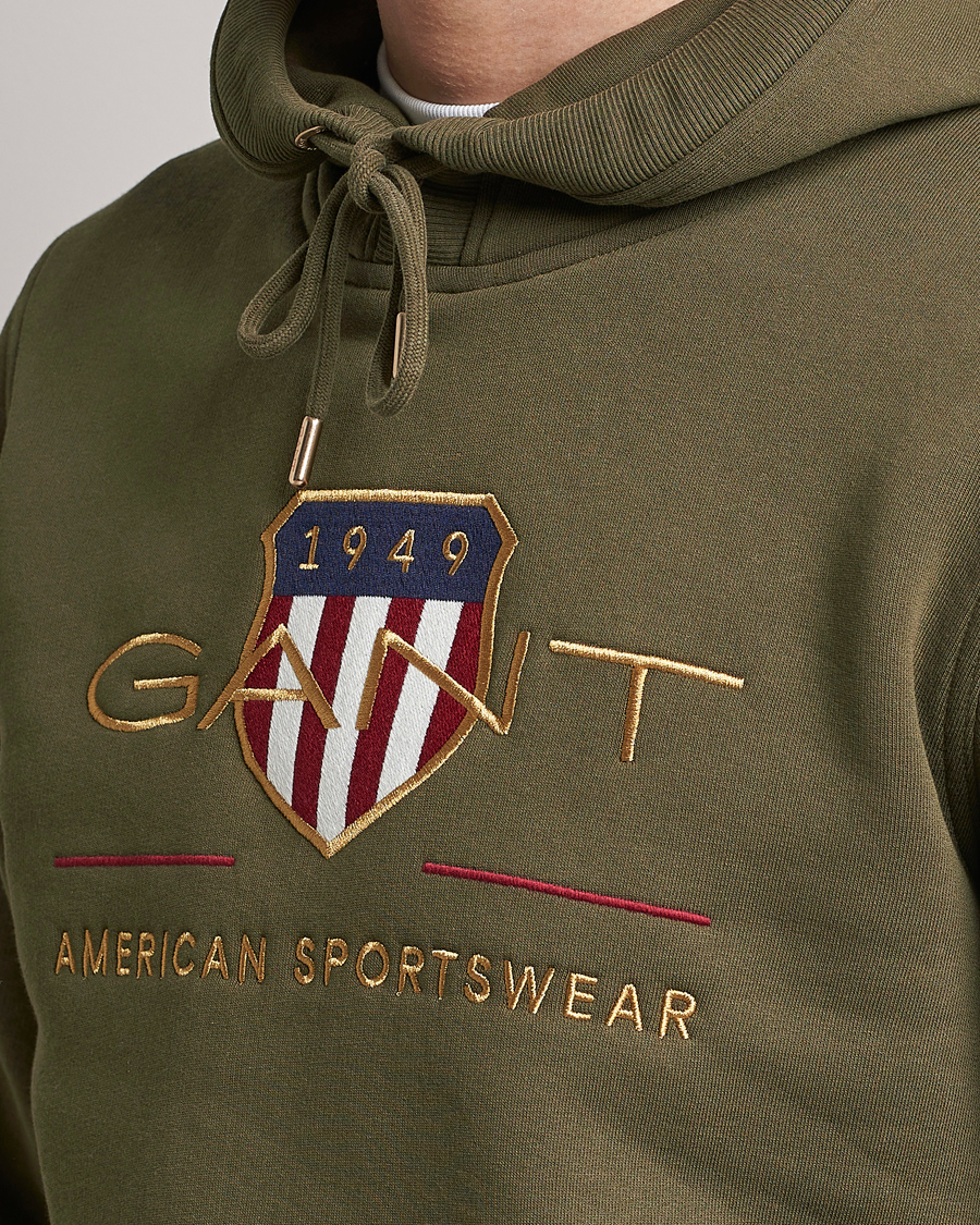 Men | Sweaters & Knitwear | GANT | Archive Shield Hoodie Racing Green