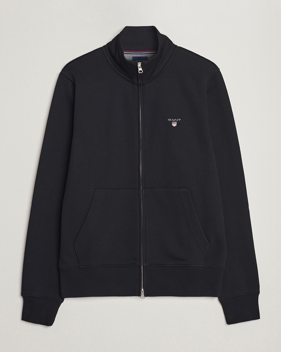 Men | Sweaters & Knitwear | GANT | Original Shield Logo Full-Zip Sweater Black