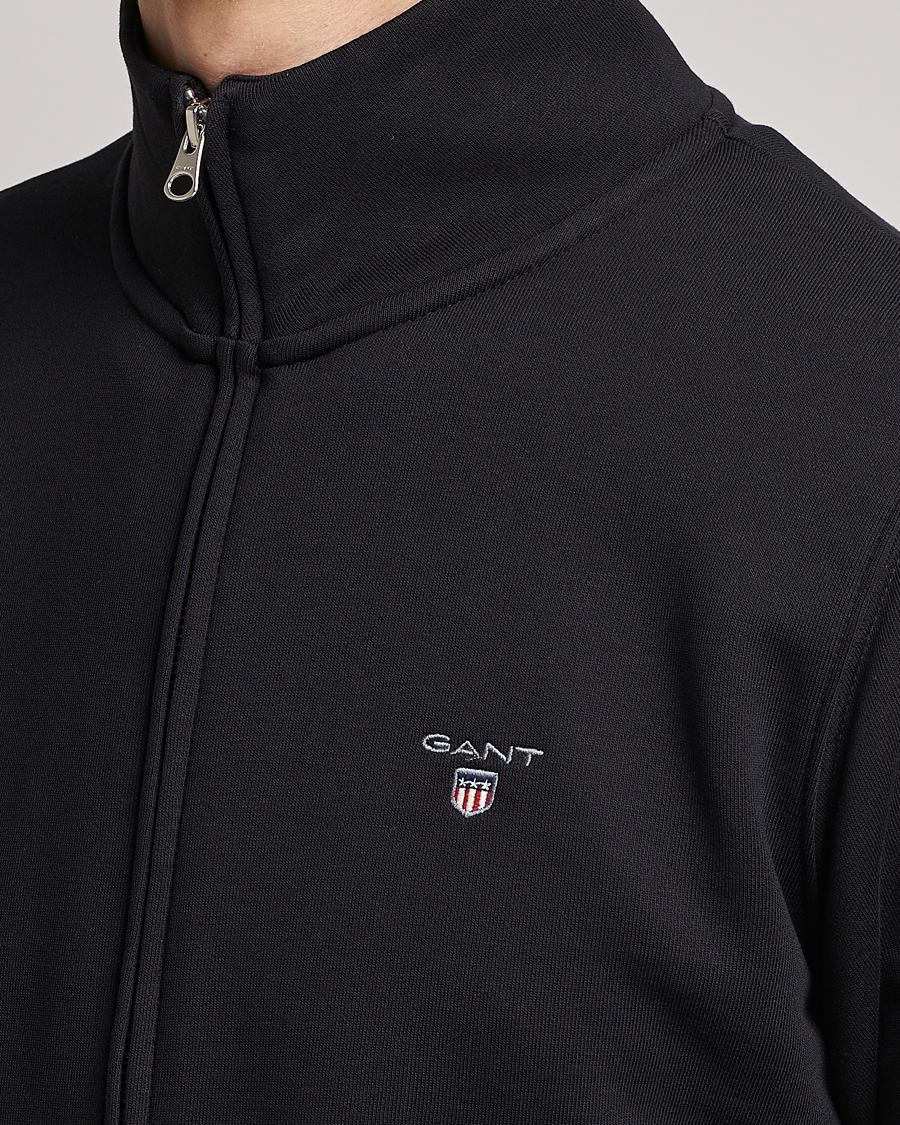 Men | Sweaters & Knitwear | GANT | Original Shield Logo Full-Zip Sweater Black