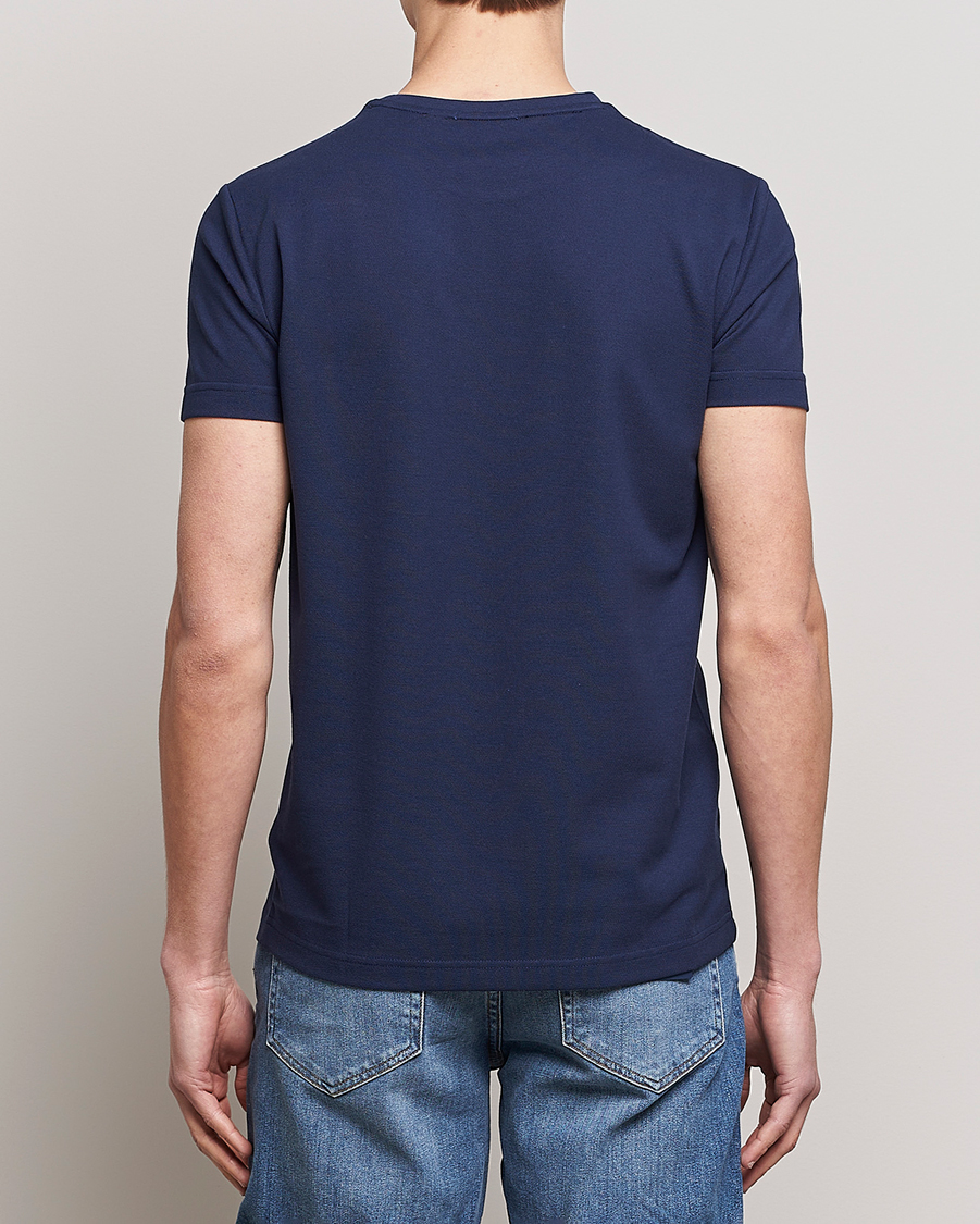Men | T-Shirts | GANT | Cotton Pique Crew Neck T-Shirt Evening Blue