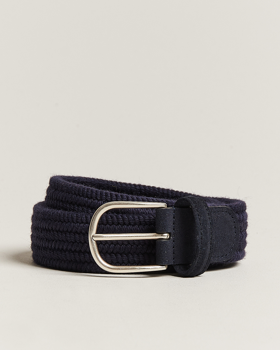 Men | Soon in stock | Anderson's | Braided Wool Belt Navy