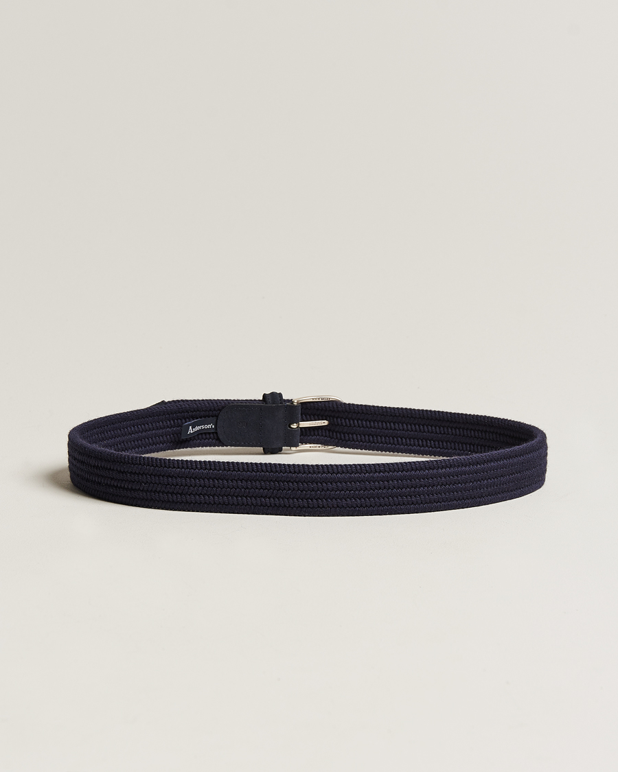 Men | Woven Belts | Anderson's | Braided Wool Belt Navy