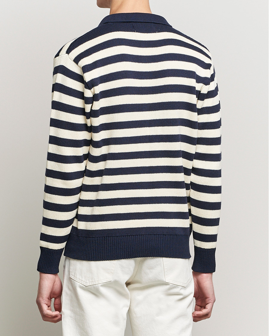 Men | Sweaters & Knitwear | Peregrine | Richmond Knitted Rugby Shirt Navy/White