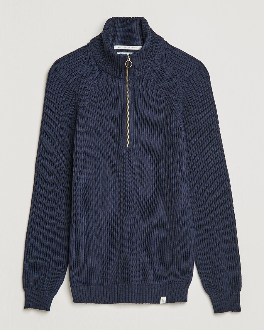 Men | Sweaters & Knitwear | Peregrine | Felix Quarter Zip Jumper Navy