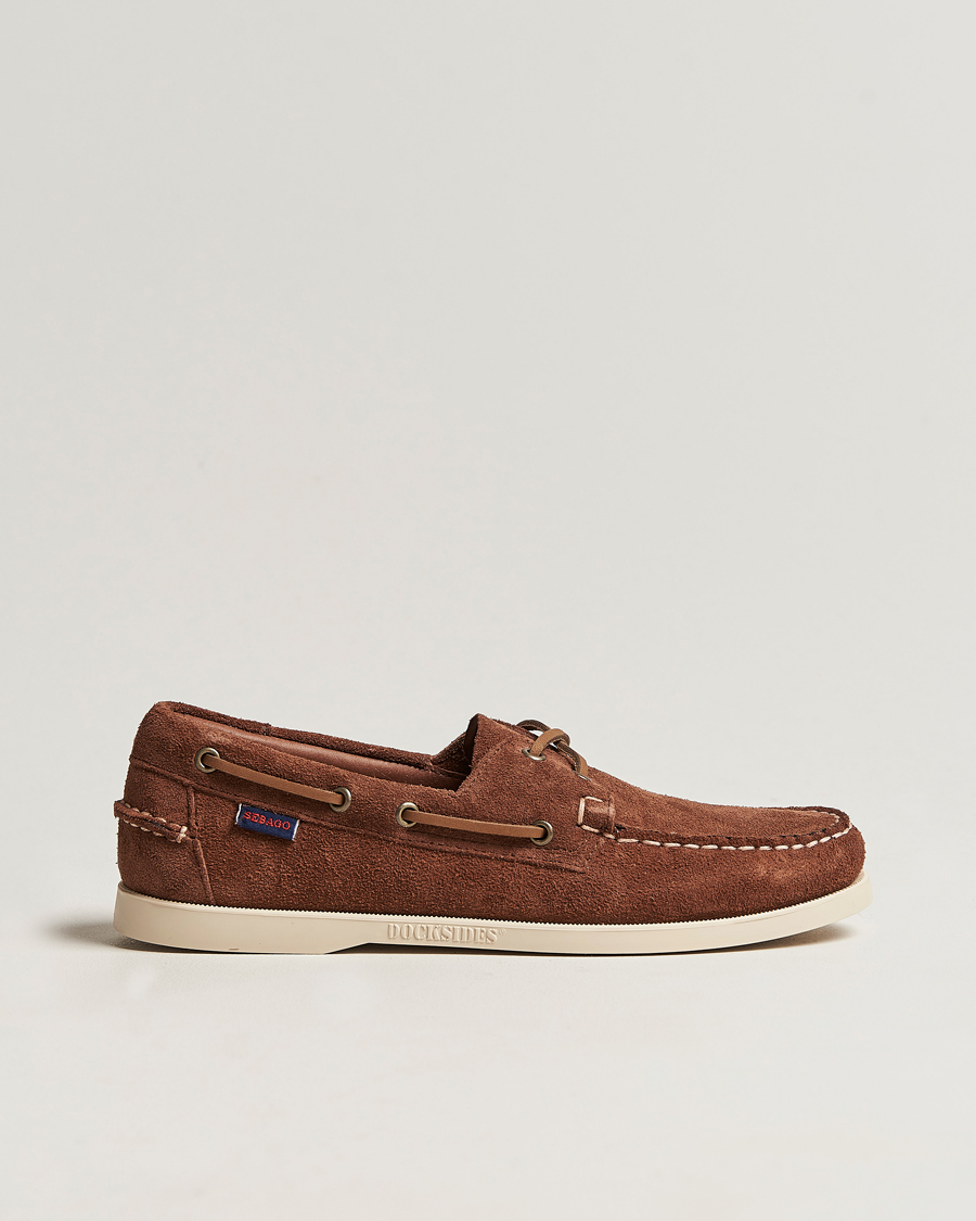 Men | Suede shoes | Sebago | Docksides Suede Boat Shoe Dark Brown
