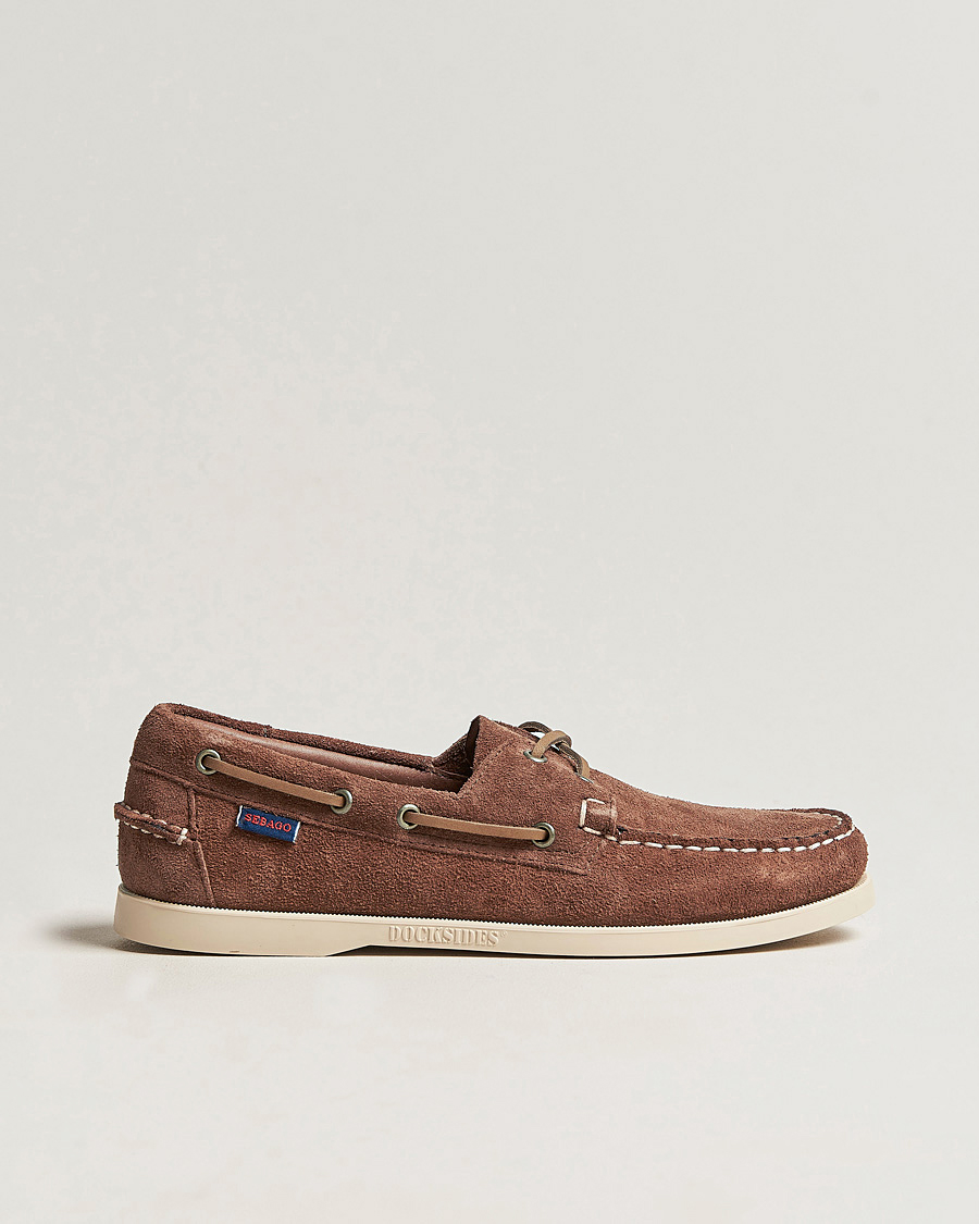 Men | Boat Shoes | Sebago | Docksides Suede Boat Shoe Dark Brown