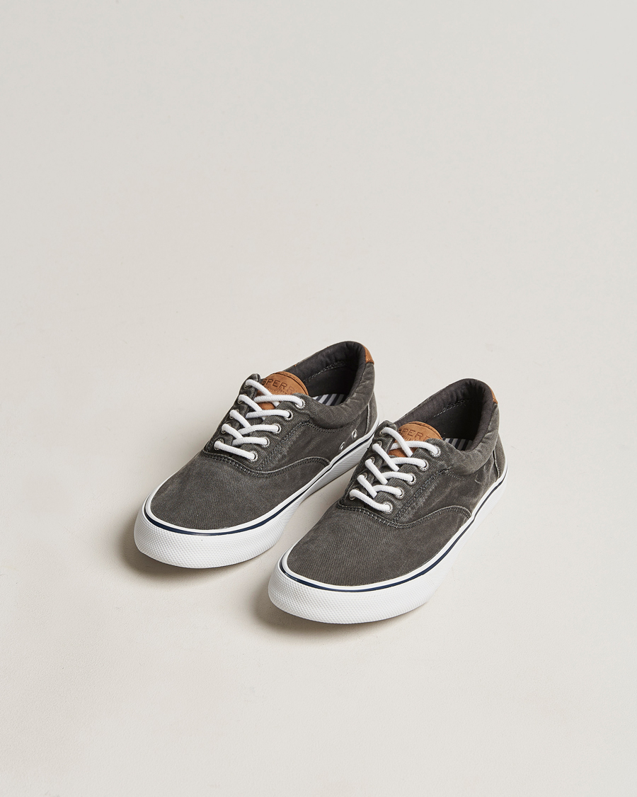 Men | Sperry Striper II Canvas Sneaker Whased Black | Sperry | Striper II Canvas Sneaker Whased Black