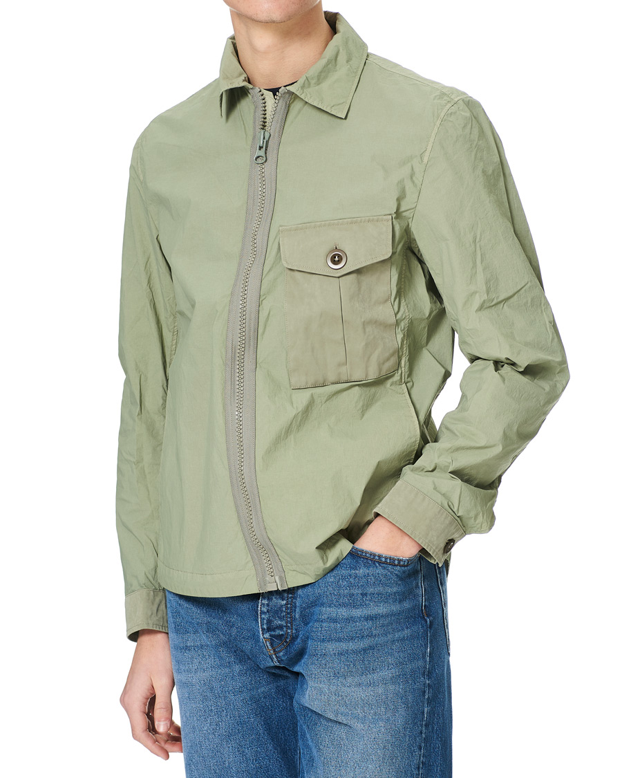 Men | Coats & Jackets | Ten c | Garment Dyed Nylon Shirt Jacket Light Green