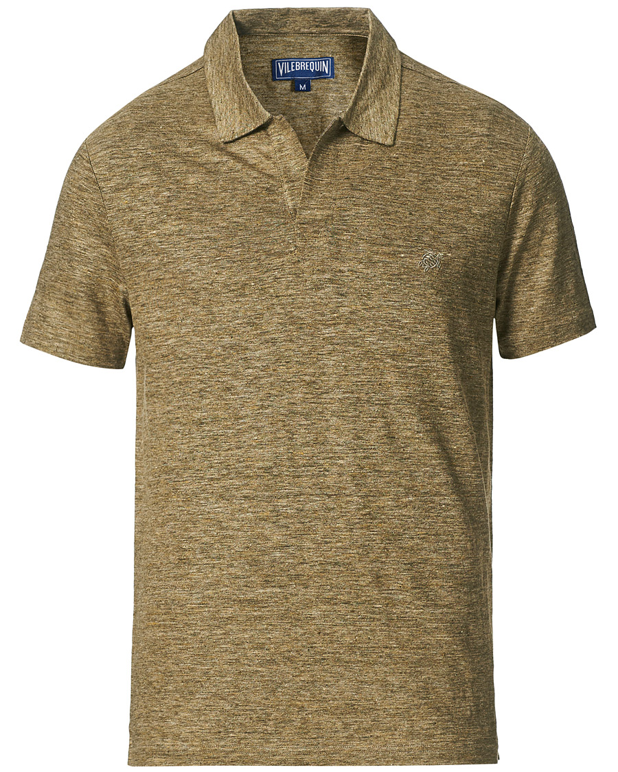 Men | Polo Shirts | Vilebrequin | Jersey Linen Polo Olive Chine
