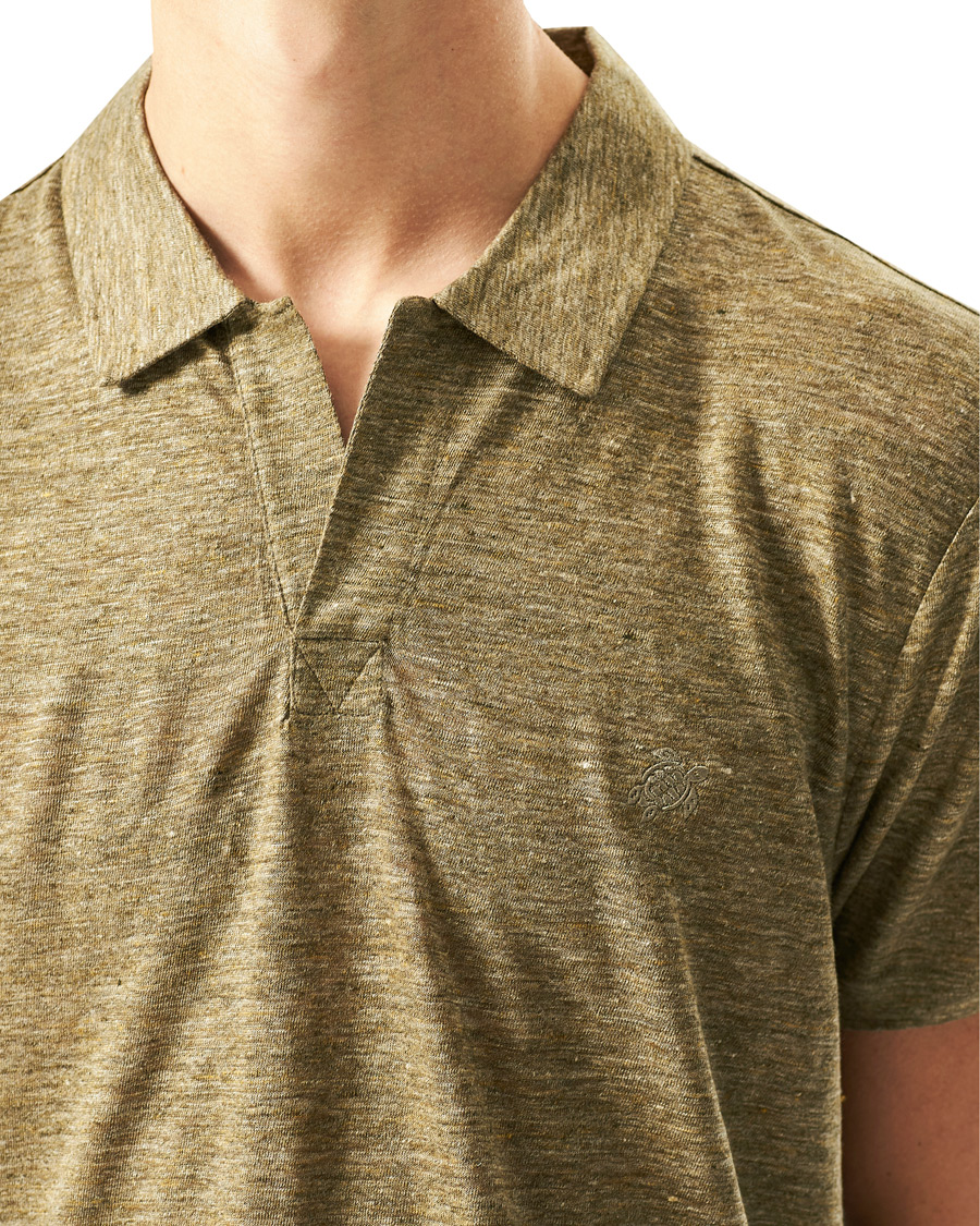 Men | Polo Shirts | Vilebrequin | Jersey Linen Polo Olive Chine