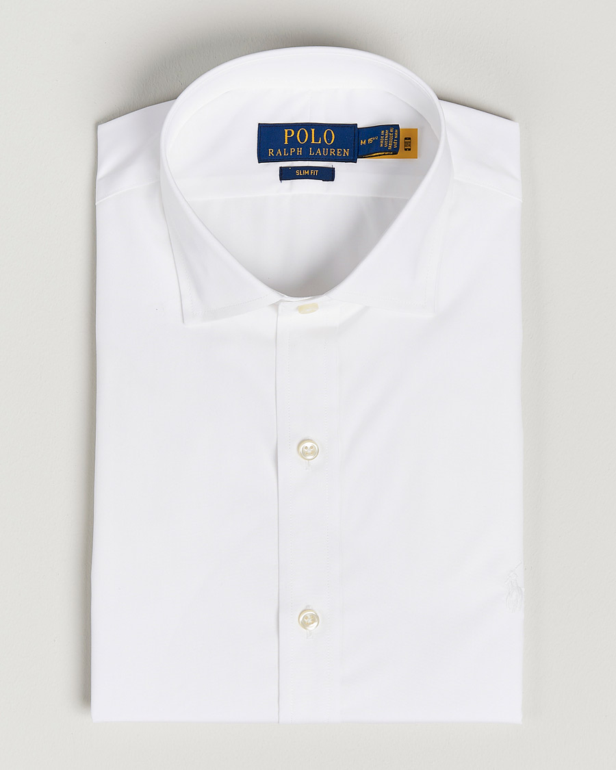 Men | Shirts | Polo Ralph Lauren | Slim Fit Poplin Cut Away Dress Shirt White
