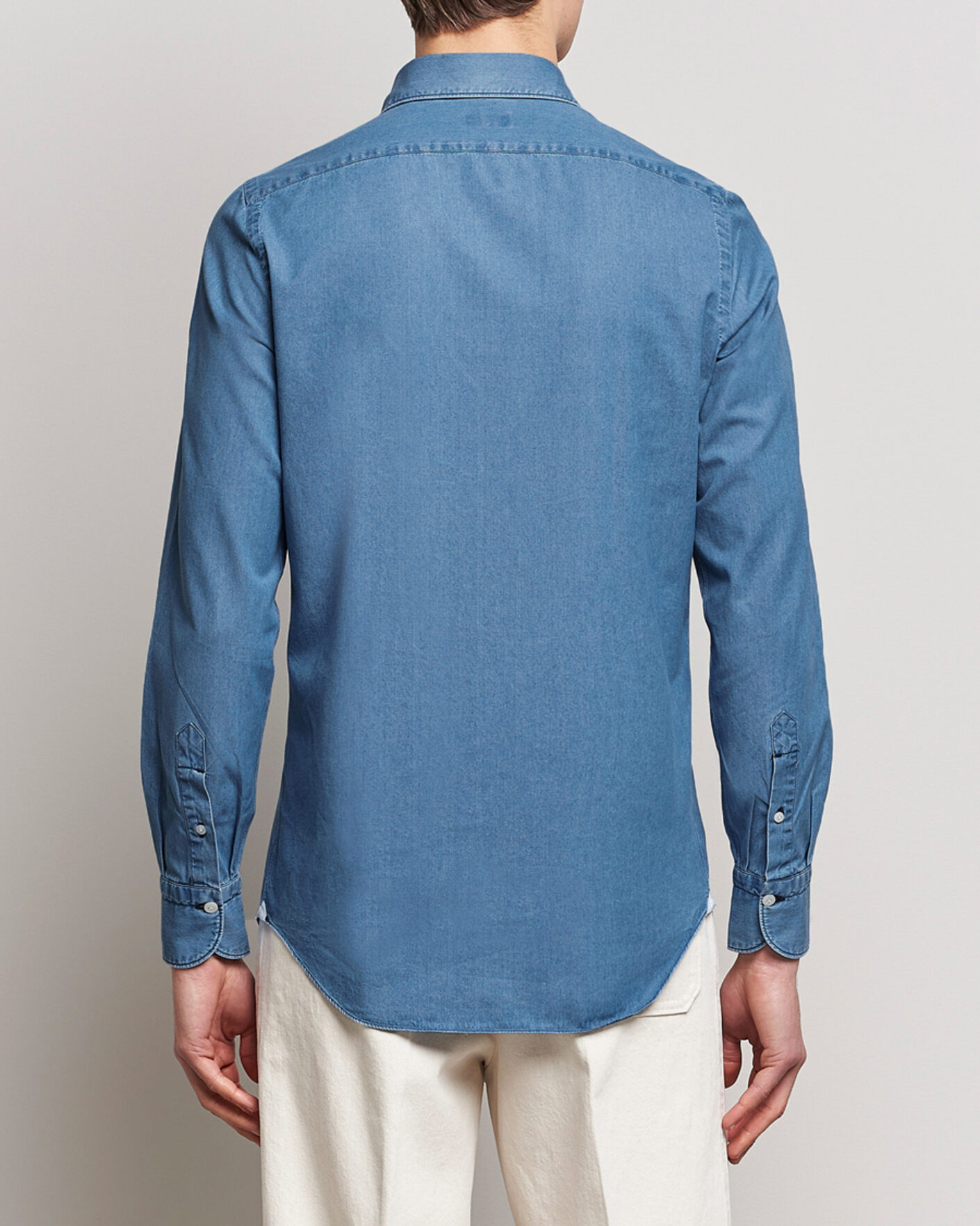 Men | Shirts | Finamore Napoli | Milano Slim Denim Shirt Light Indigo