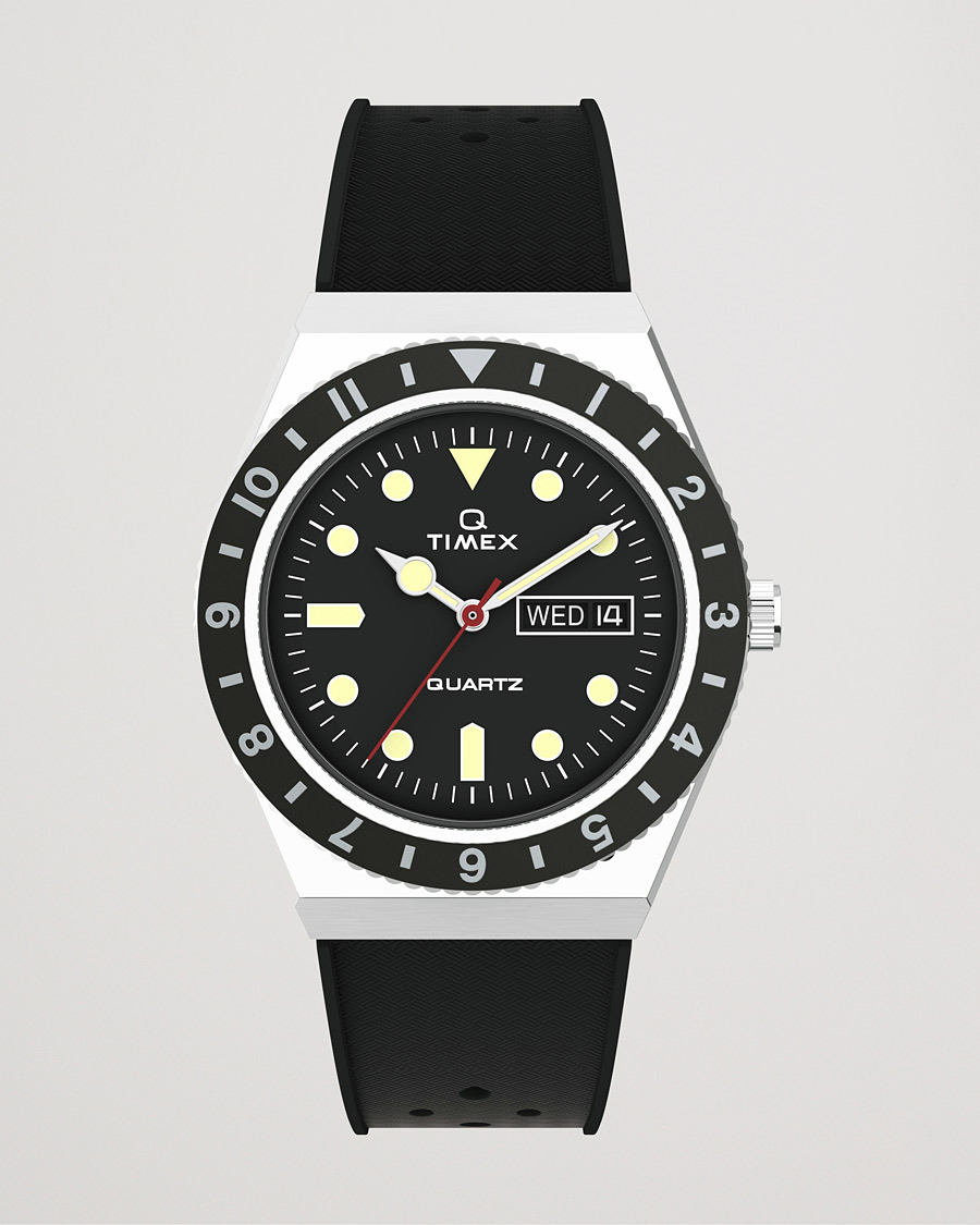 Men | Timex Q Diver 38mm Rubber Strap Black | Timex | Q Diver 38mm Rubber Strap Black